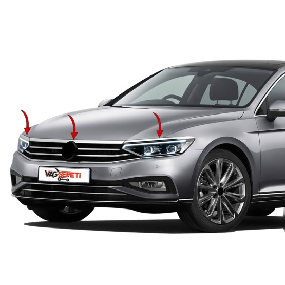 Passat B8.5 Krom Far Kaşı + Panjur Üstü Çıta (3 Parça)