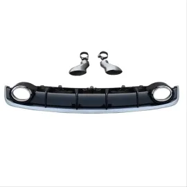 2016-2018 İçin Uyumlu RS7 Difüzör (Siyah - Gri Çizgi)